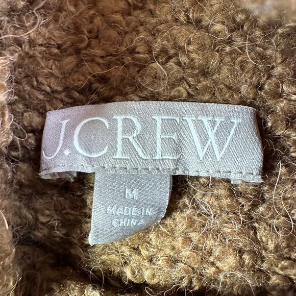 J.Crew Sweater Womens Medium Brown Tan Boucle Yarn Textured Relaxed Alpaca Wool - Picture 4 of 8